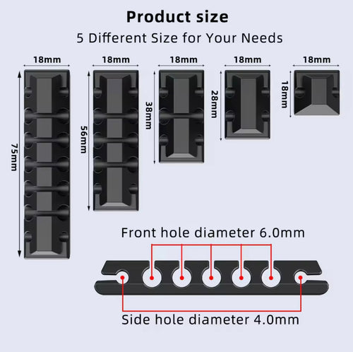 NestClips - BLACK Silicone Cable Organizer